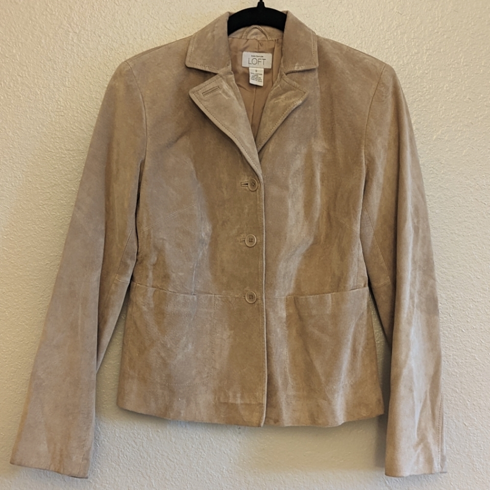 Loft 100% leather caramel suede blazer jacket